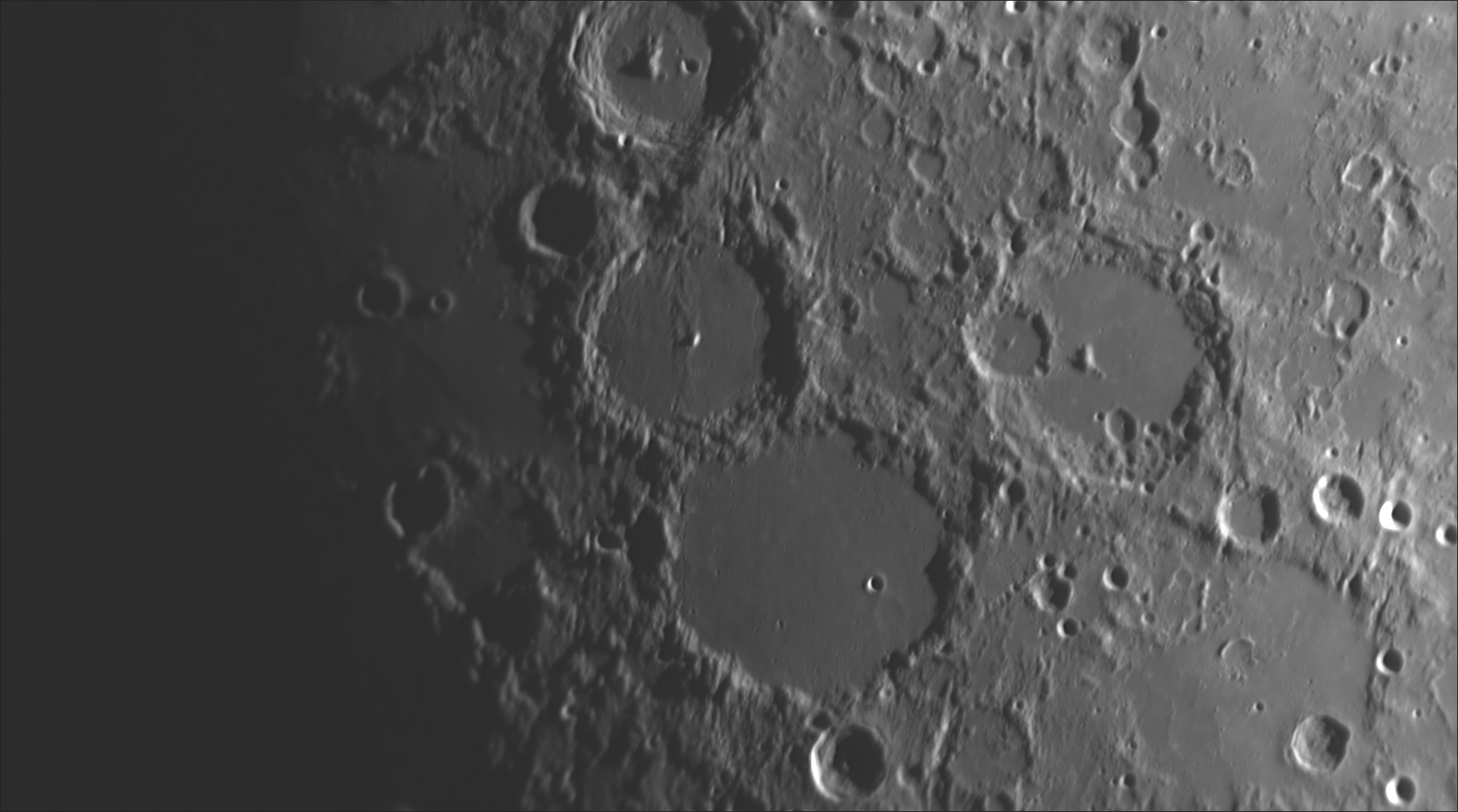 Ptolemaes 21st March by Phil Rourke. 200 mm aperture 1000 mm focal length Newtonian, 4 x barlow, 